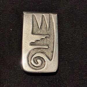 Sterling Silver 925 Navajo G Nelson Money Clip with Embossed Abstract Crest